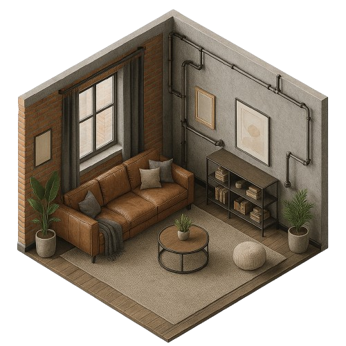 Industriell Virtuelles Home Staging Style